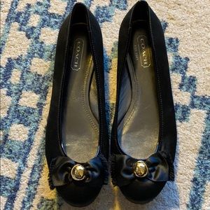 Black Silk Coach Flats